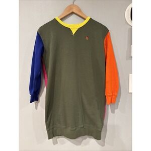 Polo Ralph Lauren Girls Sweatshirt Dress Long Sleeve Color Blocked Terry L 12/14
